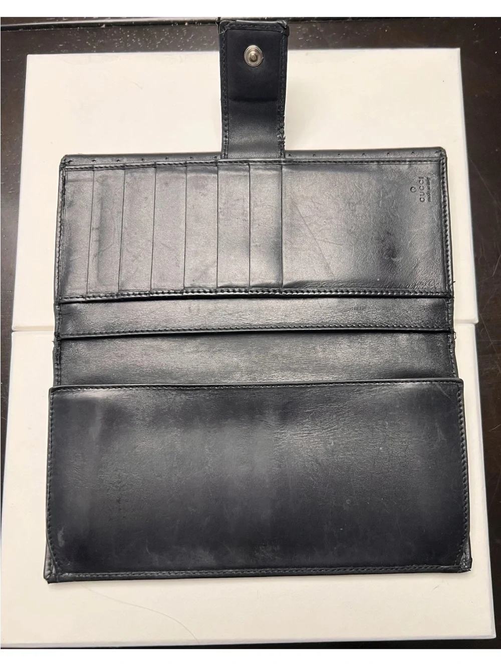 Authentic Gucci Black Perforated Leather Interlocking G Continental Wallet w/COA - Picture 3 of 6